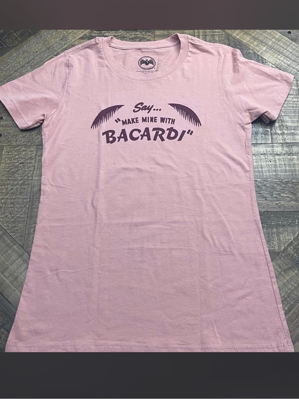 Official Bacardi Rum Promo Graphic T-Shirt - Y2K/Retro Style Pink Tee